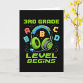 Carte First Day Of 3rd Grade Level Begins Shirt Gamer Bo (Fleur jaune)