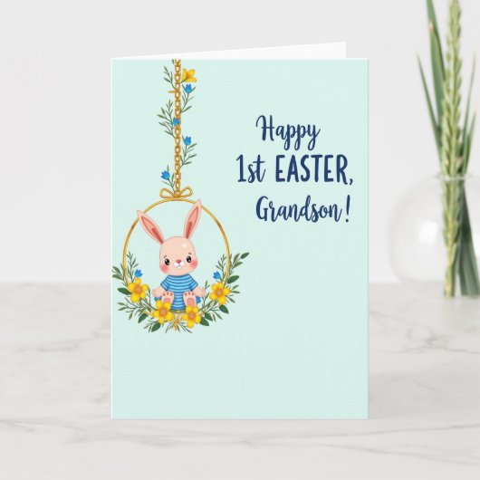 Carte First Easter Grandson Bunny Card (Devant)