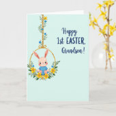 Carte First Easter Grandson Bunny Card (Fleur jaune)