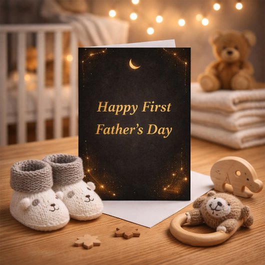 Carte First Father’s Day Elegant Gold Personalized Card