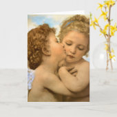 Carte First Kiss (détail d'ange) par Bouguereau (Fleur jaune)