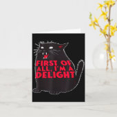 Carte First Of All I'm A Delight Funny Roaring Black Cat (Fleur jaune)