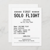 Carte First Solo Flight Congratulations Flat Card (Devant / Derrière)