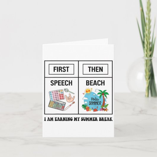 Carte First Speech Then Beach Funny Speech Therapy Summe (Devant)