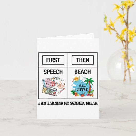 Carte First Speech Then Beach Funny Speech Therapy Summe (Fleur jaune)