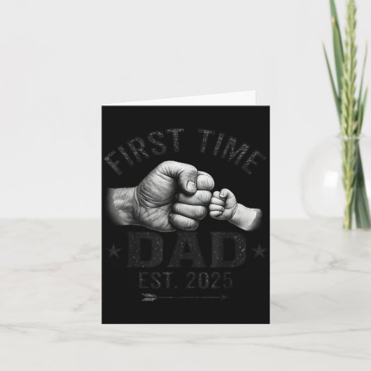 Carte First Time Dad Est 2025 Fist Bump New Dad Father's (Devant)