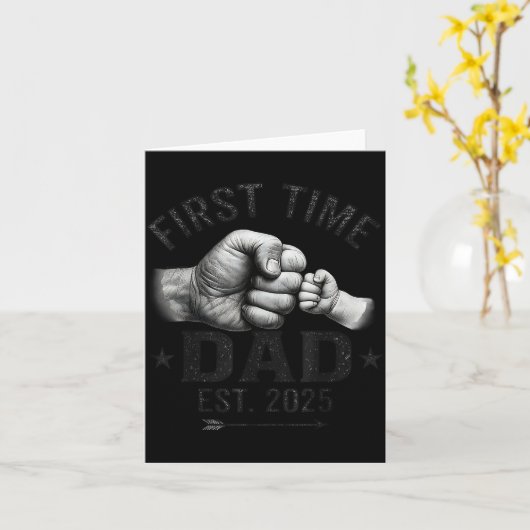 Carte First Time Dad Est 2025 Fist Bump New Dad Father's (Fleur jaune)
