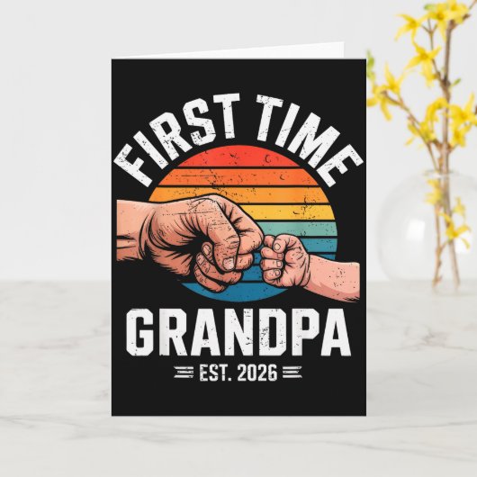 Carte First Time Grandpa Est 2026 Baby Announcement Grea (Fleur jaune)