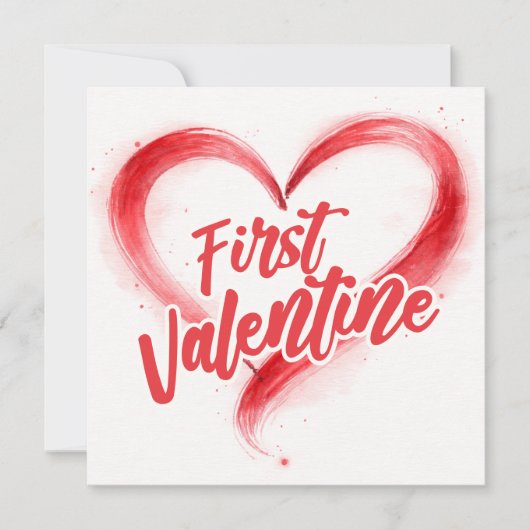 Carte First Valentine Minimal red Heart (Devant)