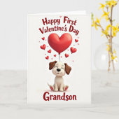 Carte First Valentines Day Puppy Grandson Card (Fleur jaune)