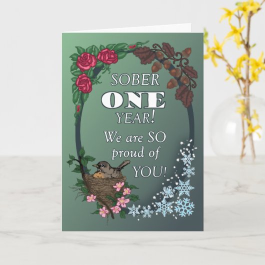 Carte First Year Sober Anniversary Card from Group (Fleur jaune)