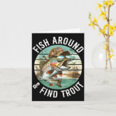 Carte Fish Around Find Trout, Funny Fisherman Fishing Jo (Fleur jaune)