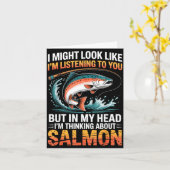 Carte Fisherman Fish Angler Thinking About Salmon Fishin (Fleur jaune)