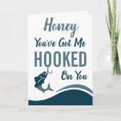 Carte Fishing Hooked on You Funny Happy Birthday (Devant)
