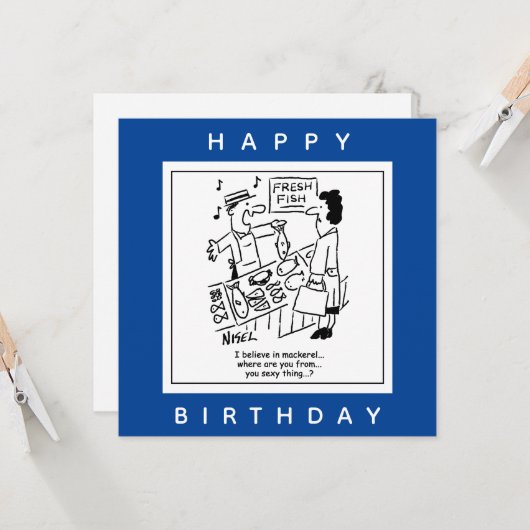 Carte Fishmonger chante sur Mackerel Cartoon (Devant/Arrière en situation)