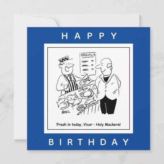 Carte Fishmonger propose un dessin Vicar Holy Mackerel (Devant)