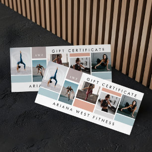 Carte Fitness Marque Photo Collage Certificat cadeau