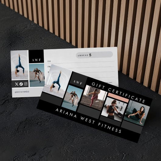 Carte Fitness Marque Photo Collage Certificat cadeau