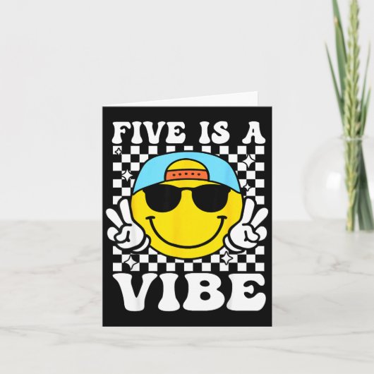 Carte Five Is A Vibe 5th Birthday Groovy Boys Girls 5 Ye (Devant)