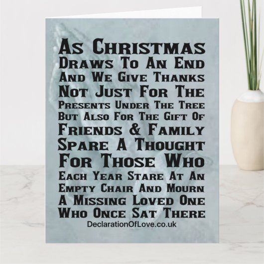 Carte Fixant une chaise vide (Devant)