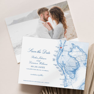 Carte FL de Clearwater Beach Elégant Mariage bleu 