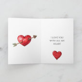 Carte Flacon d'amour à cœur rouge (Intérieur)