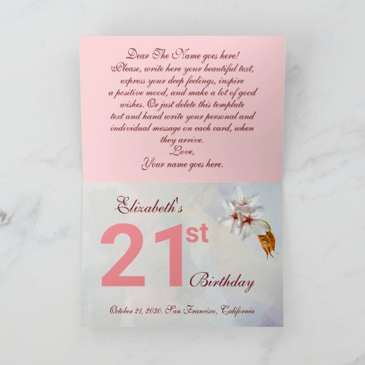 Carte Flacon De Fleurs De Sakura Rose Au Printemps (Intérieur)