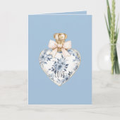Carte Flacon de parfum coeur floral bleu blanc Amour  (Devant)