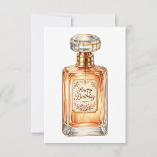 Carte Flacon de parfum Joyeux Anniversaire Or Vintage 