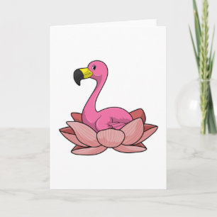 Carte Flamant avec fleur de lotus