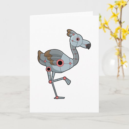 Carte Flamant en Robot (Fleur jaune)