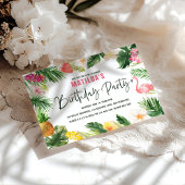 Carte flamant jaune rose fleuri tropical élégant