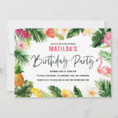 Carte flamant jaune rose fleuri tropical élégant (Devant)