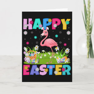 Carte Flamant Joyeuses Pâques Chasse aux œufs Lapin Orei