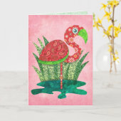 Carte Flamant Mignon (Fleur jaune)