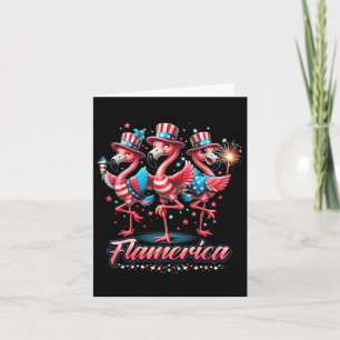 Carte Flamant rose 4 juillet Patriotique Usa Independenc