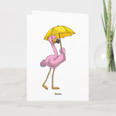 Carte Flamant rose à la pluie avec parapluie (Dos)