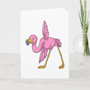 Carte Flamant rose à l'étirement de yoga