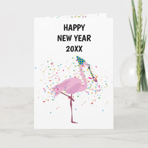 Carte Flamant rose - Animaux Fêtes Nouvel An