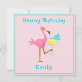 Carte Flamant rose avec Cocktail (Devant)