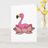 Carte Flamant rose avec fleur de lotus (Fleur jaune)