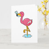 Carte Flamant rose avec Poisson (Fleur jaune)