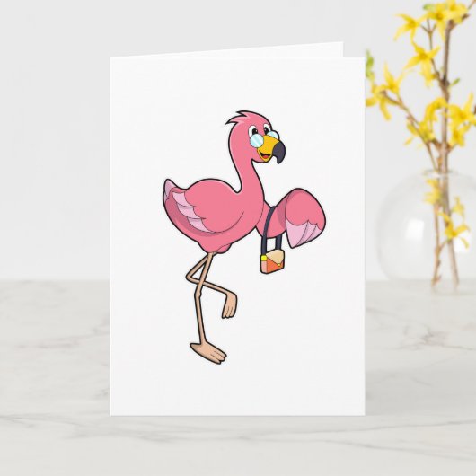 Carte Flamant rose avec purge (Fleur jaune)