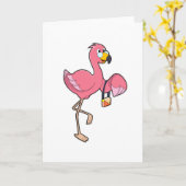 Carte Flamant rose avec sac à main (Fleur jaune)