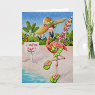 Carte Flamant rose blanc rose No. 2 Aquarelle Art