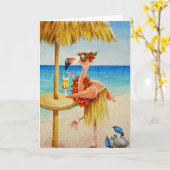 Carte Flamant rose blanc rose no 4 Aquarelle Art (Fleur jaune)