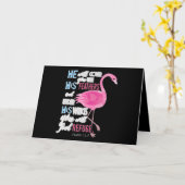 Carte Flamant rose Christian Gift, Psaume 91 Bible Verse (Fleur jaune)