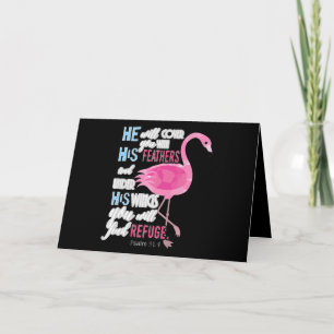Carte Flamant rose Christian Gift, Psaume 91 Bible Verse