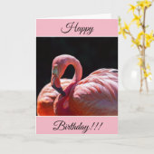 Carte Flamant rose d'anniversaire personnalisée (Fleur jaune)