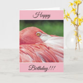 Carte Flamant rose d'anniversaire personnalisée (Fleur jaune)